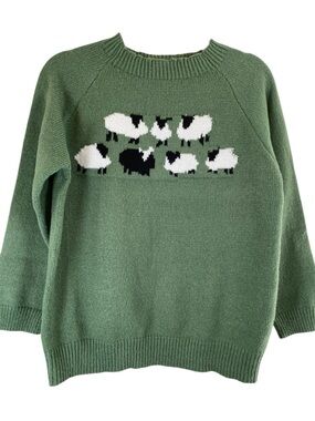 NEW Sheep Pullover Sweater Green Women’s L